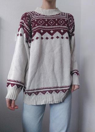 Винтажный свитер белый джемпер принт пуловер реглан лонгслив кофта винтаж шерстяной свитер джемпер шерсть3 фото