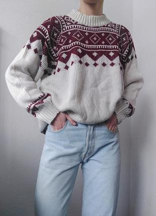 Винтажный свитер белый джемпер принт пуловер реглан лонгслив кофта винтаж шерстяной свитер джемпер шерсть4 фото