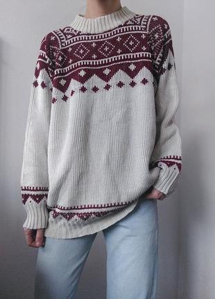 Винтажный свитер белый джемпер принт пуловер реглан лонгслив кофта винтаж шерстяной свитер джемпер шерсть6 фото