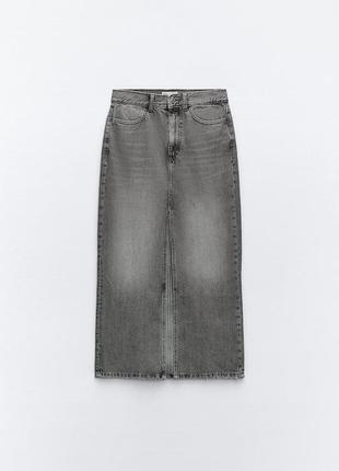 Длинная базовая джинсовая юбка zara3 фото