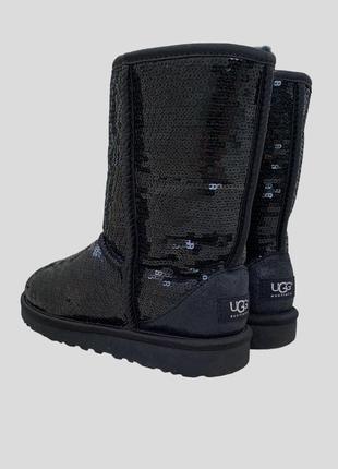 Сапоги угги ugg australia classic sparkles, оригинал, угги с пайетками черного цвета3 фото