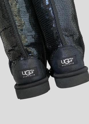 Сапоги угги ugg australia classic sparkles, оригинал, угги с пайетками черного цвета5 фото