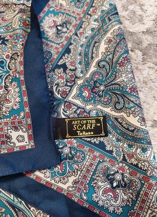 Винтажный итальянский синий платок в орнамент art of the scarft™ tie rack@(77 см на 77 см)