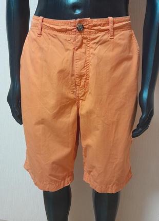 Яркие хлопковые шорты оранжевого цвета tommy hilfiger made in indonesia