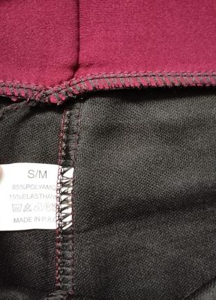 Бесподобные бордовые брюки леггинсы высокая посадка китай8 фото