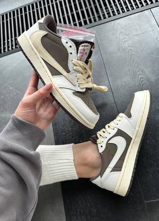 Кросівки nike air jordan 1  retro low og sp travis scott reverse mocha коричневі жіночі