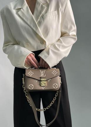 Сумка louis vuitton pochette métis east west bag beige4 фото