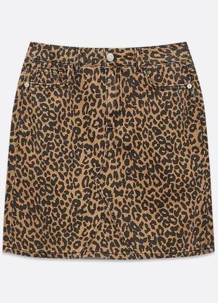 Новая джинсовая леопардовая мини юбка denim new look3 фото