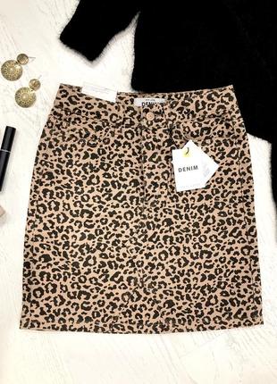 Новая джинсовая леопардовая мини юбка denim new look4 фото