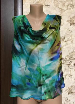 Комбінована шовкова блуза з трикотажної спинкою viyella