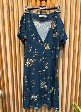 Платье мини цветочный принт v-вырез размер 38 м justfab короткий рукав7 фото