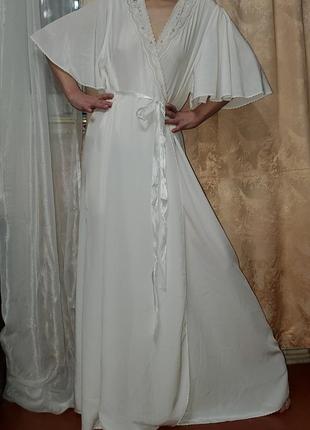 Вінтажний халат пеньюар із вишивкою st. michael, вінтаж ретровишивка1 фото