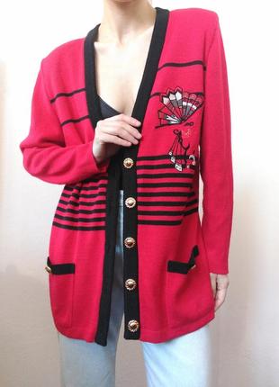 Винтажный кардиган красный свитер винтаж пуловер реглан лонгслив кофта с пуговицами кардиган шерсть свитер4 фото
