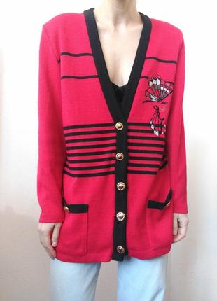 Винтажный кардиган красный свитер винтаж пуловер реглан лонгслив кофта с пуговицами кардиган шерсть свитер6 фото