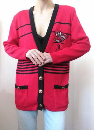 Винтажный кардиган красный свитер винтаж пуловер реглан лонгслив кофта с пуговицами кардиган шерсть свитер10 фото