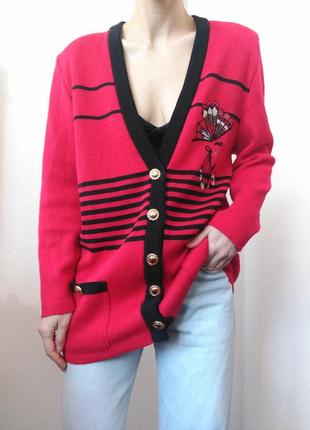Винтажный кардиган красный свитер винтаж пуловер реглан лонгслив кофта с пуговицами кардиган шерсть свитер3 фото