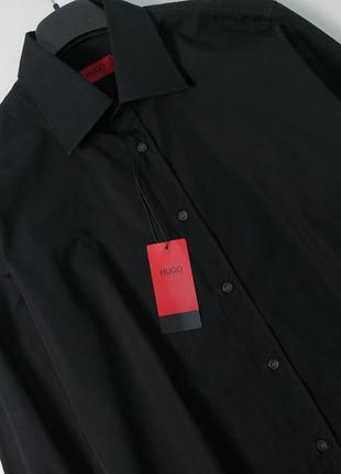 Брендовая черная мужская рубашка hugo boss оригинал2 фото