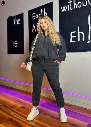 Жіночий спортивний костюм двійка бомбер over size, штани джогери 50-52, 54-56, 58-60  (мод 8733)6 фото