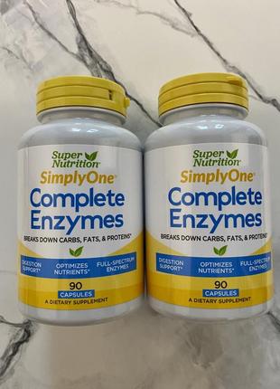 Super nutrition, simply one, полный комплекс ферментов, 90 капсул
