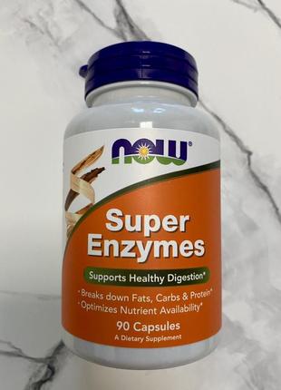 Now foods, super enzymes, 90 капсул (ферменти, ензими)