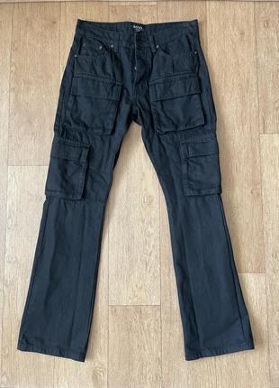 Карго клеш плотные джинсы черные 100% хлопок рэп кармани y2k diesel g star carhartt dickies rap style uniqlo asos оригинал широкие штаны реп