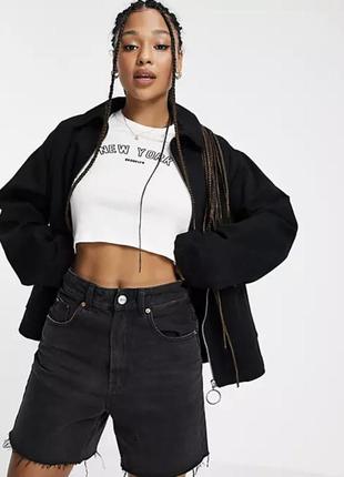 Куртка asos design хлопковая черная ветровка на замок