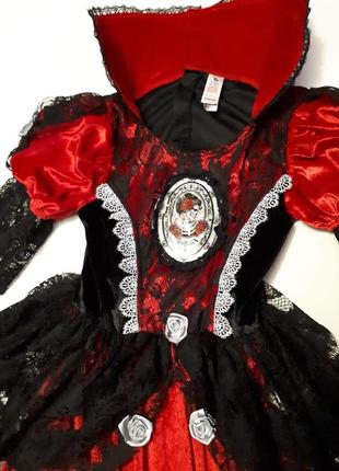 Костюм ведьмы колдуньи нова червона довга ошатна сукня з обручем відьми 9-10 років2 фото
