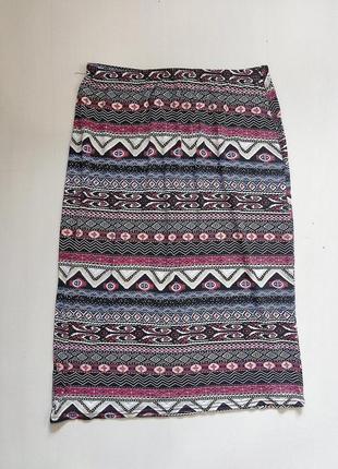 Легкая нежная юбка юбка бохо меди на резинке с орнаментом длинная1 фото