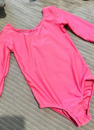 Купальник розовый детский спортивный для гимнастики и танцев бифлекс