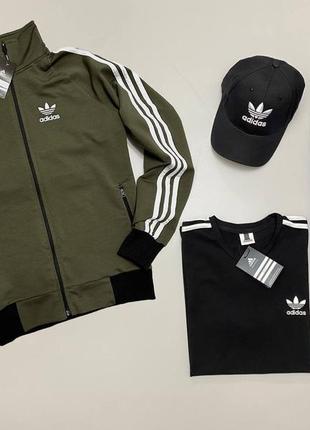 Комплект adidas 👕 кофта, штани, футболка, кепка ✅