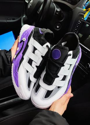 Мужские кроссовки adidas niteball белые с фиолетовым