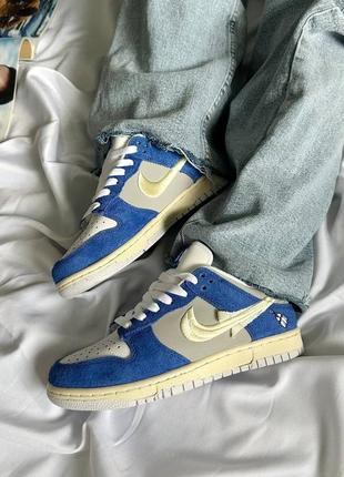 Кросівки nike dunk low pro fly streetwear gardeni  сірі з синім  жіночі / чоловічі