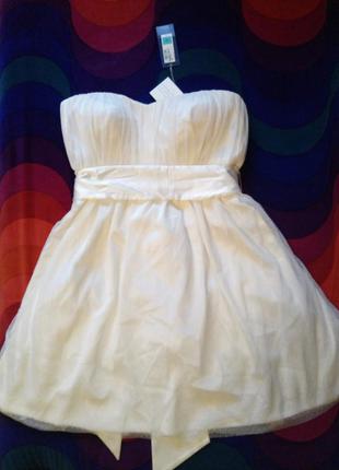 Платье подружке невесты белое фирмы "m&s" р.14 новое с бирками