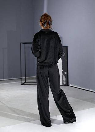 Спортивный женский костюм широкие брюки высокая талия + кофта на пуговицах4 фото