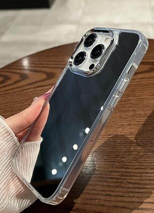 Зеркальный серебряный силиконовый чехол iphone 13pro max 6.7дюйма