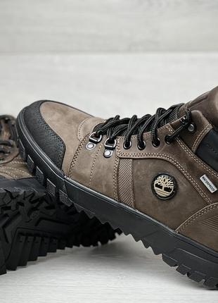 Спортивні шкіряні черевики на хутрі timberland boulder trail hiking olive