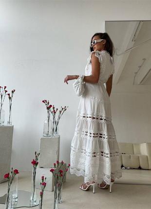 Женское люксовое платье длинное из кружева белоснежное zimmermanmen8 фото