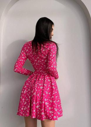 Нежное цветочное платье мини с корсетной вставкой, плата с юбкой солнцем + прозрачный корсет2 фото