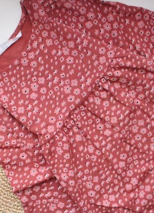 Качественное хлопковое платье с объемными рукавами в цветочный принт h&amp;m 7-8 лет2 фото