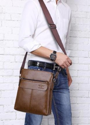 Чоловіча якісна сумка планшетка, сумка-планшет на плече для чоловіків кенгуру9 фото