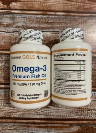 Рыбий жир омега-3 премиального качества от california gold nutrition® 180 мг эпк и 120 мг дгк