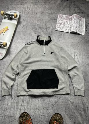 Кофта світшот худі з зіпом найк з великим логотипом nike 1/3 zip sweatshirt nylon pocket5 фото