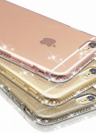 Прозорий силіконовий чохол-накладка з камінцями swarovski для iphone 5/5s2 фото