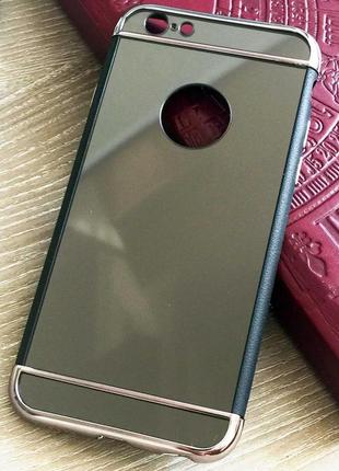 Зеркальный бампер-накладка для apple iphone 6\6s черный металлик1 фото