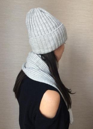 Женский комплект шапка  шарф 50% шерсти