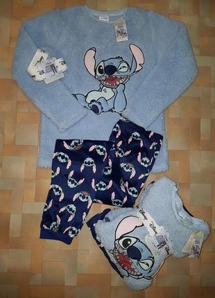 Мега теплая плюшевая пижама стич, stitch пушистая primark, disney