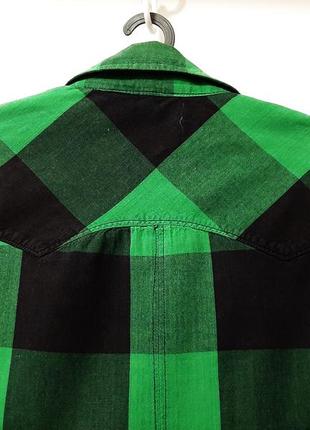 Topshop брендовая рубашка в клетку чёрная/зелёная длинные рукава хлопок женская 42-44-467 фото