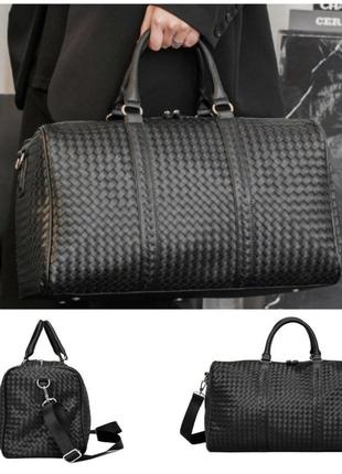 Городская мужская плетеная повседневная сумка черная