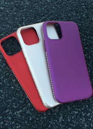 Красный мягкий чехол с камнями сваровски для iphone 11pro2 фото