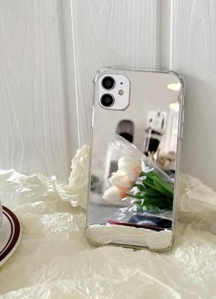 Зеркальный серебряный силиконовый чехол iphone 12/12pro 6.1дюйма